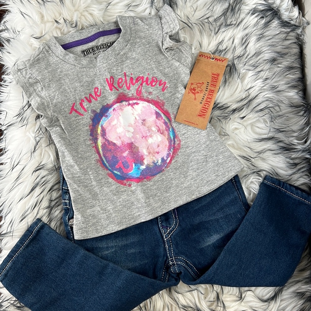 2-pc “My True Moon” True Religion Girls Cotton Outfit, NWT